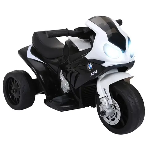 HOMCOM Electric Motorbike for Kids, 6V BMW S1000RR Licensed 3 Wheel Motorcycle with Headlight, Music, Battery Powerd Kids Ride on Car for 1.5-3 Years Old, Black