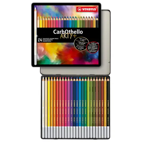 STABILO CarbOthello - Chalk-Pastel Pencil - ARTY+ - Tin of 24 - Assorted Colours