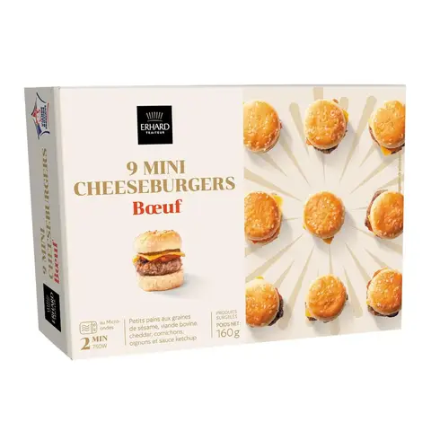 ERHARD 9 Mini cheeseburgers au bœuf - 160 g