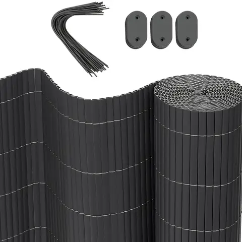 WOLTU PVC Privacy Screen for Garden 300x100 cm, UV-Resistant Weatherproof Divider Screens, Protective for Garden, Balcony, Terrace, Gray