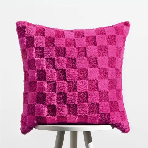 Heya Home Cushion Check It Square Boucle & Fleece Pinky Crush 45x45cm