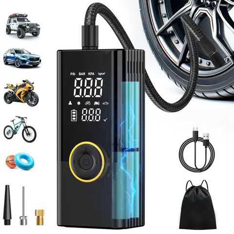 CARSUN Smart Wireless Digital Tire Inflator – 22-Cylinder Portable Air Pump with Lighting for Motorcycle Bicycle Balls