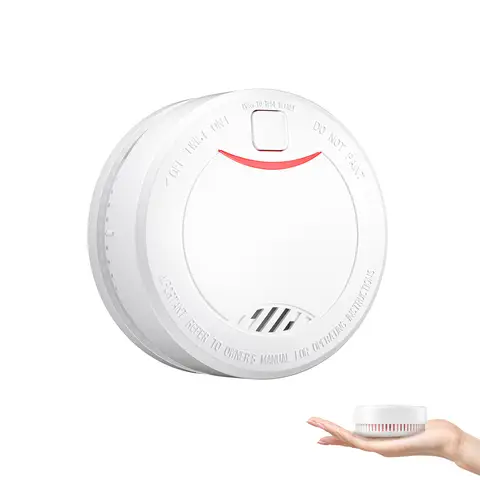 HEIMAN Smoke Detector, 10 Year Service Life, Photoelectric Fire Detector, DIN EN14604 Certified, Loud Alarm with 85 dB, White, Mounting Material