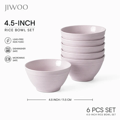 JIWOO Lurcern Superangebot 6-teiliges Familien-Set: 4,5 Zoll Mattes Lila Elegantes Keramik Kleines Schüssel-Set