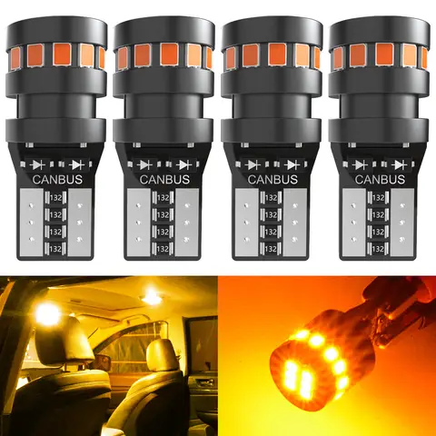 OUSHI W5W LED Bulb, Canbus Error Free T10 501 194 168 2825 12V Replacement Bulbs for Car Interior Dome Map Door Courtesy License Plate Lights, Amber Yellow(Pack of 4)