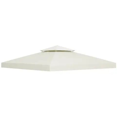 Outsunny 3 x 3(m) Gazebo Canopy Replacement Cover 2-Tier Roof Top Spare Part Cream White (TOP COVER ONLY)