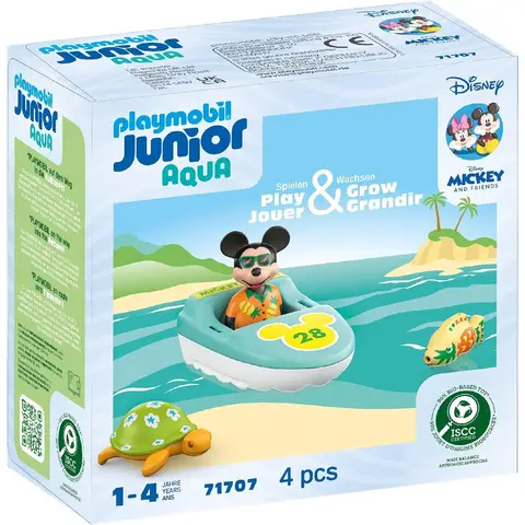 Playmobil Junior | Disney | Micky Maus Bootstour | Nachhaltiges Spielzeug aus biobasierten Kunststoffen | Für Kinder ab 1 Jahr | 71707
