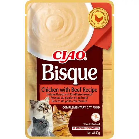 INABA Bisque Cat Chicken with Beef Recipe.