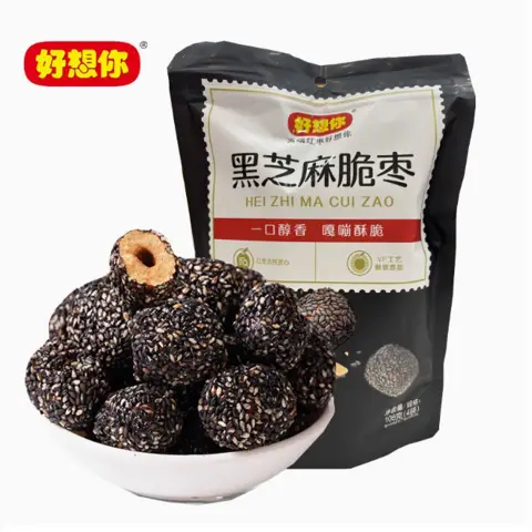 Haoxiangni Black Sesame Crispy Jujube好想你黑芝麻脆枣108g