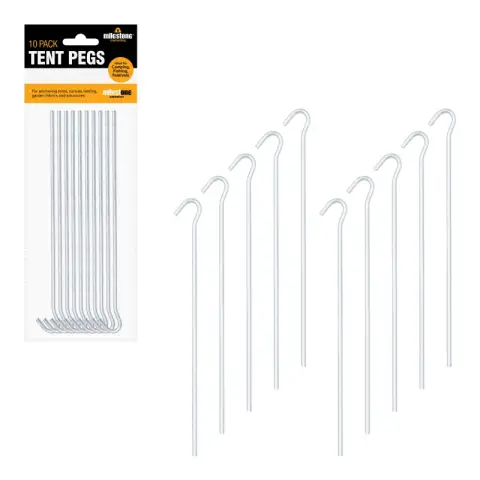 Milestone Pack of 10 Steel Tent Pegs