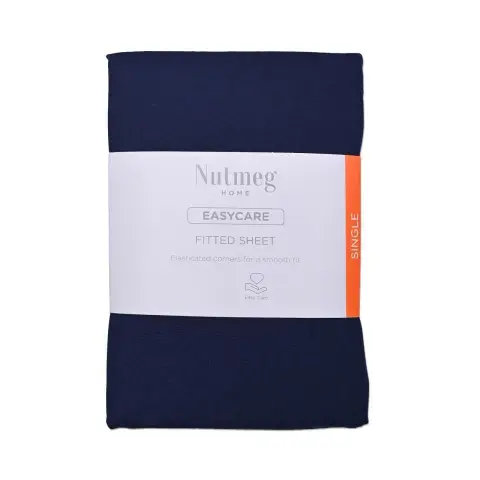 Nutmeg Home Fitted Sheet Easycare Navy Single