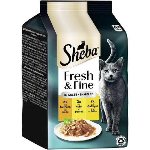 SHEBA Fresh & Fine mit Truthahn und Huhn in Gelee 6 x 50g
