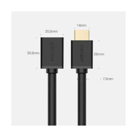 Ugreen HD107 10140 HDMI (Männlich) - HDMI (Weiblich) 4K Kabel 0,5 m - Schwarz