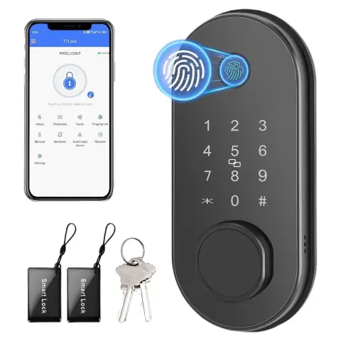 Intelligentes Türschloss mit Fingerabdruck, schlüsselloser Zutritt, App-Steuerung, Riegelschloss mit automatischer Verriegelung, elektronisches Tastenfeld, für Haustür, Heimgebrauch und Wohnung
