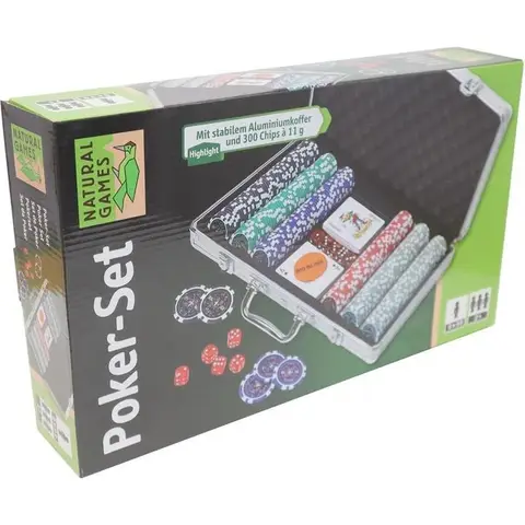 Vedes Natural Games Poker-Set im Aluminiumkoffer, 300 Chips