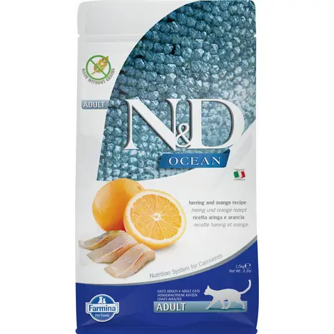 Farmina N&D Ocean pour chat 1,5 kg - Recette hareng et orange