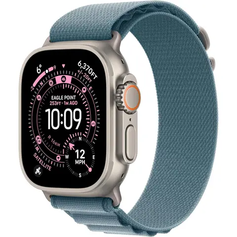Apple Watch Ultra 3 GPS + Cellular 49mm Natural Titanium Case with Light Blue Alpine Loop - Large