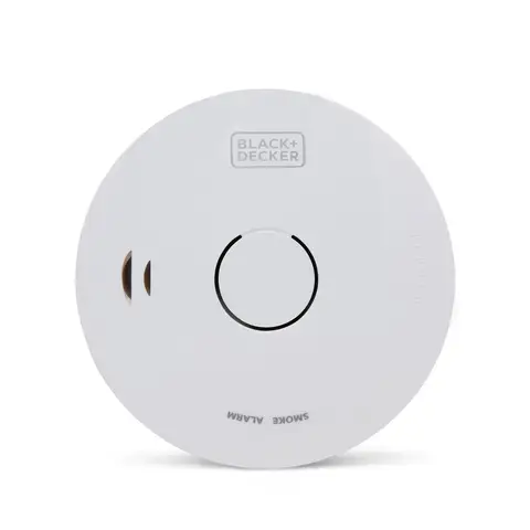 BLACK + DECKER SMOKE ALARM 10 YEAR SEALED BATTERY, Optical Sensor for Home with Test + Silence Button, Smoke Detector, White