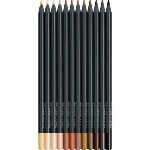 Faber-Castell Black Edition Colour Pencils, Skintone Colours, Box of 12 Ergonomic Triangular Shape 