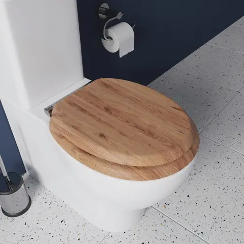 Croydex Flexi-Fix Toilet Seat Rutland Oval - Soild Oak