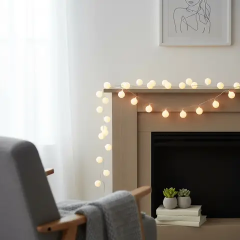 50-Lichter-Kleiner Ball 50-Lichter 1.7 Kleiner Ball, 2-Drähte 3V, 800 mAh 18650 Lithium-Batterie, Drei-Gang-Timer, Acht-Funktionen Blinken, mit Fernbedienung, USB-Ladefunktion, warmweiß