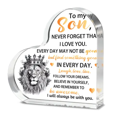 Alphynix 1pc Daily Inspiration Plaque, "FIND SOMETHING GOOD IN EVERY DAY" Acrylic Gift with Crowned Lion Motif, Uplifting Message for Son