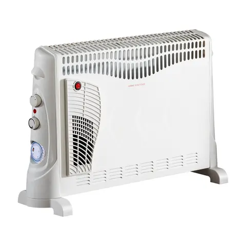 Daewoo 2000W Convector Heater – 3 Heat Settings (750 W/1250 W/2000 W), Adjustable Thermostat & Timer, Overheat Protection – White