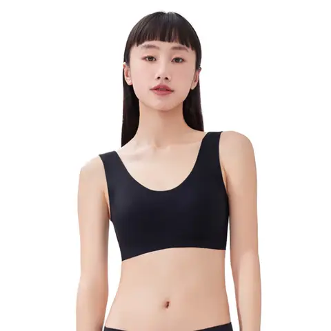ochama x J.ZAO Soutien-Gorge Femme Sans Armatures, Sans Couture et Ultra-Confort - Noir - Taille Unique