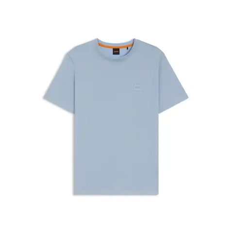 BOSS Cotton-Jersey T-shirt with Logo Patch - Open Blue