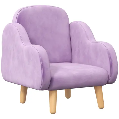 ZONEKIZ Kids Armchair Toddler Sofa Children Chair with Arm Rest, Wooden Frame, Velvet, PP Legs, Cloud Shape Purple