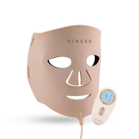 SENSSE Elite 8 Light LED Face Mask - 8 Colour Modes, 276 LEDs, 3 Intensity Levels, Wireless Rechargeable Design - Pink/White SNSE30