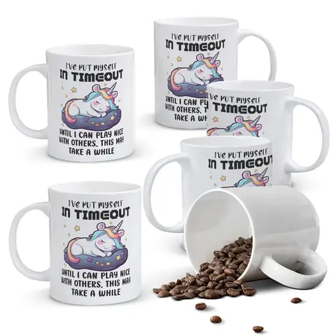 Alphynix 1pc, Funny Unicorn Coffee Mug 'I'VE PUT MYSELF IN TIMEOUT UNTIL I CAN PLAY NICE WITH OTHERS, THIS MAY TAKE A WHILE' Mug