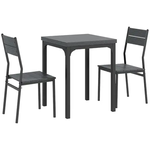 HOMCOM Dining Table & 2 Chairs Cafe Walnut/Black