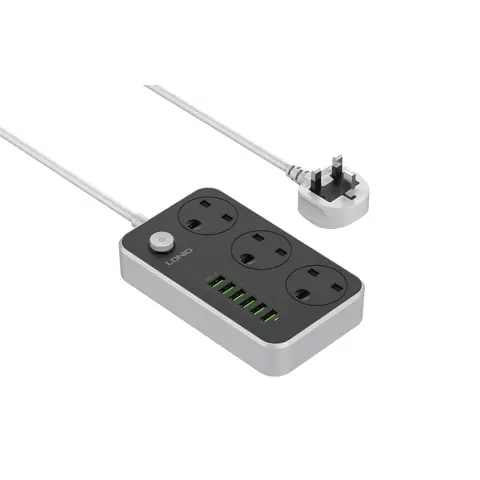 LDNIO Multi-Function Power Strip - Power Socket*3/ USB*6 - 2M - Black