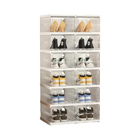 ochama×J.ZAO Shoe Cabinet No Installation Shoe Box Entry Door Collapsible 2 Columns 12 Compartments 12-pack Shoe Box