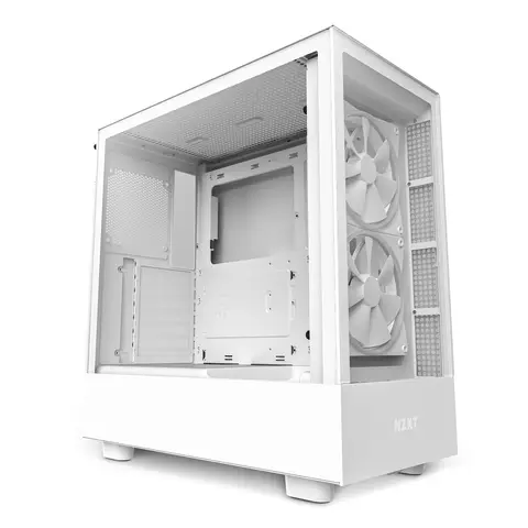 NZXT H5 Elite ATX-Mid-Tower Gaming-PC-Gehäuse - integrierte RGB-Beleuchtung, USB-Type-C-Anschluss, eigener GPU-Kühlfan, aus gehärtetem Glas, weiß