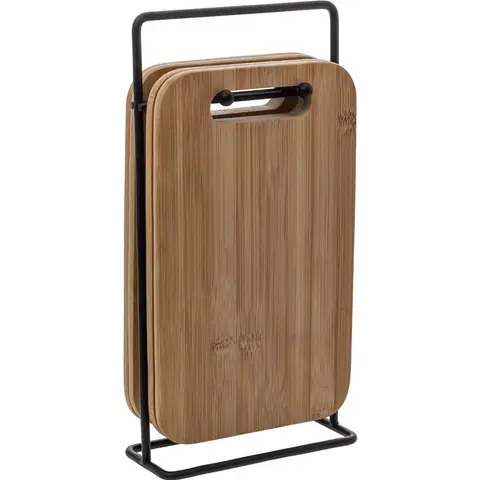 4-teiliges Set aus Bambus-Tapas-Platten mit Metallständer