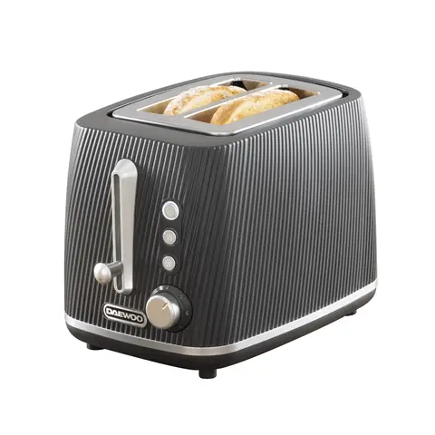DAEWOO Cascade 2 Slice Toaster, Textured, Wide Slots, Black - SDA2776GE