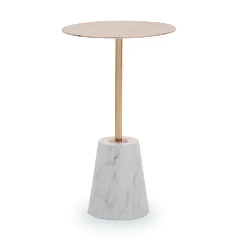 Interiors by Premier Side Table Avola Rose Gold Finish/White Marble Effect Base