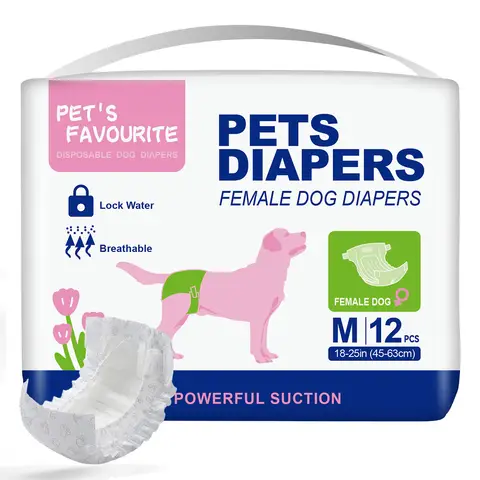 Dog Diapers for Female Dogs, Strong Absorption, Breathable and Leak-Proof, 360° Leak-Proof Design, Suitable for Estrus/Training/Elderly Care - Size M