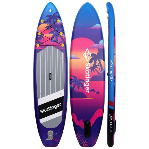 SKATINGER Planche de paddle gonflable 3,3 m x 86,4 cm x 15,2 cm - Bleu sunset 