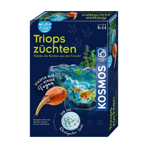 KOSMOS 637231 Fun Science - Triops züchten, Urzeitkrebse hautnah erleben, Starter-Set, Experimentierset für Einsteiger und Kinder ab 8 Jahre, Experimentierkasten