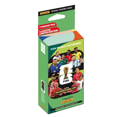 PANINI COUPE DU MONDE DE LA FIFA 2026 TRADING CARDS GAME Blister 7 pochettes + 4 cartes édition limitée