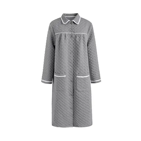 IZURIA lapel light grey long sleeved robe  M