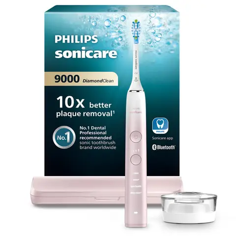 Philips Sonicare DiamondClean 9000 Serie Power Elektrische Zahnbürste, Sonderedition, Sonic Brush, 1x HX9911 Premium-Bürstenkopf für Plaque-Schutz (Modell HX9911/84), Pink