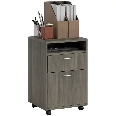 HOMCOM Filing Cabinet, Mobile File Cabinet with 2 Drawers, Office Home Organiser on Wheels for A4, Letter-Size File Folders G