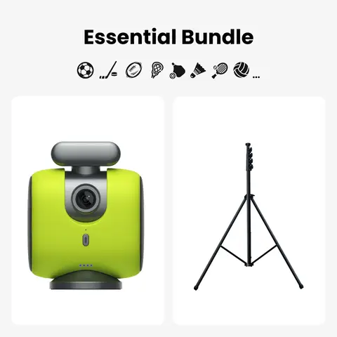 [Modèle phare IFA 2026] XbotGo Pack Essential Chameleon AI Caméra d'action de sport 4K 60 FPS avec trépied NT4 de 13 ft - Suivi automatique du football et du basket-ball, Caméra d'action mains libres pour le sport, Streaming en direct, Sans abonnement, Avec iOS & Android (Vert citron)
