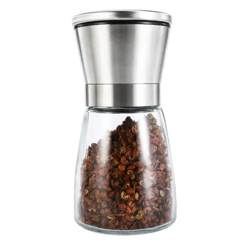 Grinder 304 Stainless Steel Pepper Manual Grinding Bottle Black Pepper Powder Sichuan Peppercorn Condiment Bottle Small Size MCPJ026
