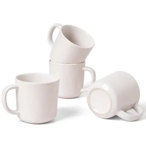 4er-Set Stoffstruktur-Tassen - Warmweiß