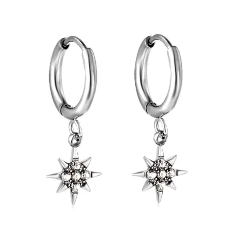 Lucky Star Diamonte Stainless Steel 8mm Drop Earrings